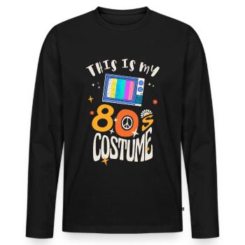 C’est mon costume des années 80 - T-shirt manches longues Premium bio Homme - noir - Devant - Nico (187cm)