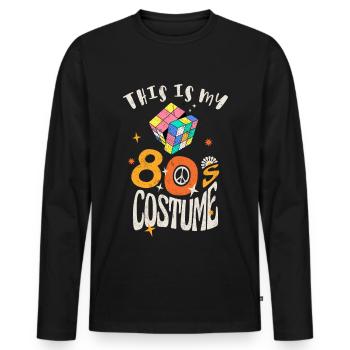 Das ist mein 80er Jahre Kostüm Grunge Effekt - Männer Premium Bio Langarmshirt - Schwarz - Vorne - Nico (187cm)