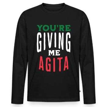 Vous me donnez Agita Citation de dicton italien drôle - T-shirt manches longues Premium bio Homme - noir - Devant - Nico (187cm)