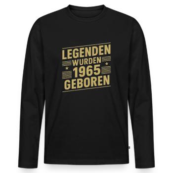 Legends were born in 1965 - Men's Premium Organic Long Sleeve Shirt - black - Front - Nico (187cm)