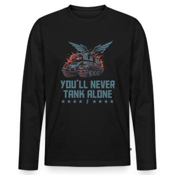 Du wirst nie alleine tanken Panzer Blitz Grafik - Männer Premium Bio Langarmshirt - Schwarz - Vorne - Nico (187cm)