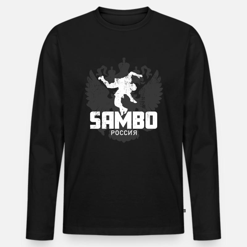Sambo Russia - Männer Premium Bio Langarmshirt - Schwarz