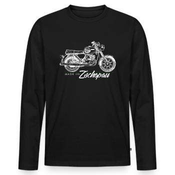 MZ - TS - 250/1 DDR- Made in Zschopau - Männer Premium Bio Langarmshirt - Schwarz - Vorne - Nico (187cm)