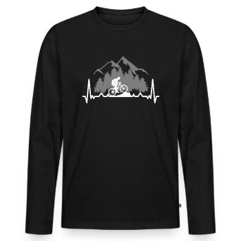 Heartbeat - VTT - VTT - Vélo - T-shirt manches longues Premium bio Homme - noir - Devant - Nico (187cm)