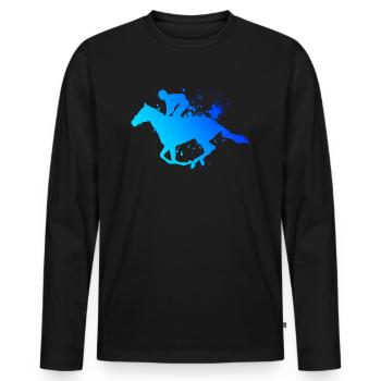 Sport équestre équitation dressage saut d'obstacles - T-shirt manches longues Premium bio Homme - noir - Devant - Nico (187cm)