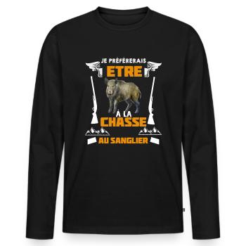 Chasseur De Sanglier Ton Cadeau Idéal - T-shirt manches longues Premium bio Homme - noir - Devant - Nico (187cm)