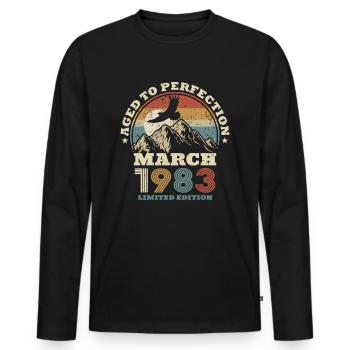 40th birthday - March 1983 - 40 years old - Men's Premium Organic Long Sleeve Shirt - black - Front - Nico (187cm)
