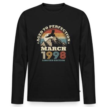 25th birthday - March 1998 - 25 years old - Men's Premium Organic Long Sleeve Shirt - black - Front - Nico (187cm)