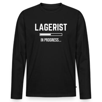 Warehouse clerk In Progress - Men's Premium Organic Long Sleeve Shirt - black - Front - Nico (187cm)