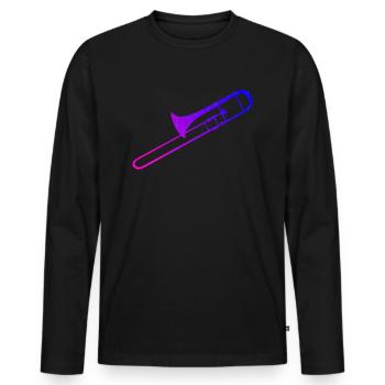 Trombone Brass Band Brass Instrument - Men's Premium Organic Long Sleeve Shirt - black - Front - Nico (187cm)