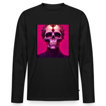 Crâne rose - T-shirt manches longues Premium bio Homme - noir - Devant - Nico (187cm)