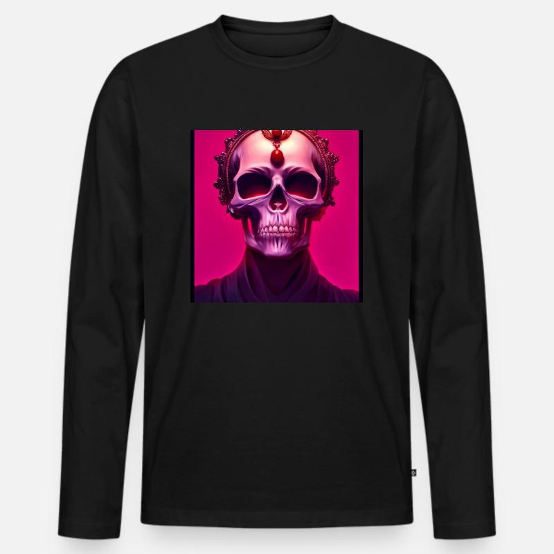 Pink Totenkopf - Männer Premium Bio Langarmshirt - Schwarz