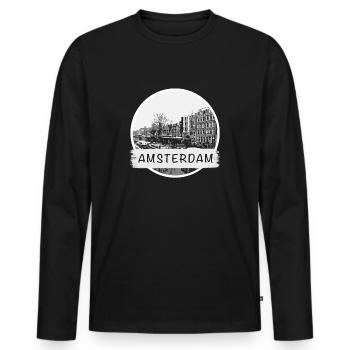 Amsterdam City - Männer Premium Bio Langarmshirt - Schwarz - Vorne - Nico (187cm)