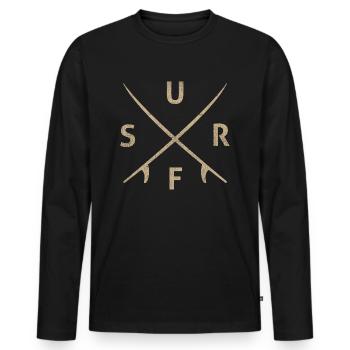Vintage Surf Outfit Surfing Stuff Surfboard Surf - Men's Premium Organic Long Sleeve Shirt - black - Front - Nico (187cm)