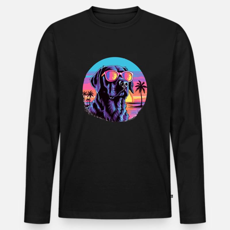 Retro Labrador - Männer Premium Bio Langarmshirt - Schwarz