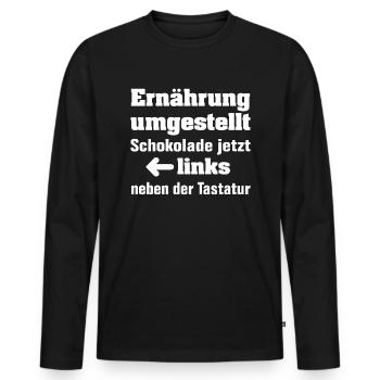 Ernährung umgestellt - lustiges Diätmotiv - Männer Premium Bio Langarmshirt - Schwarz - Vorne - Nico (187cm)