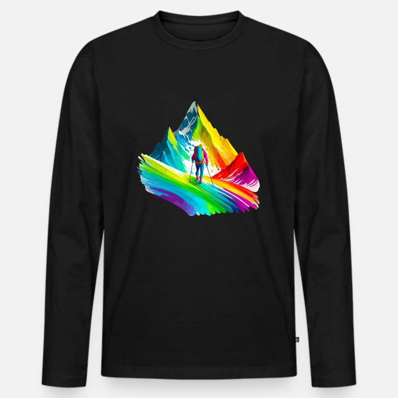 Bergsteigen, Wandern - Männer Premium Bio Langarmshirt - Schwarz