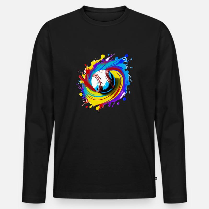 Baseball - Männer Premium Bio Langarmshirt - Schwarz