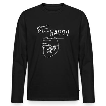 Abstract Bee Happy - Men's Premium Organic Long Sleeve Shirt - black - Front - Nico (187cm)