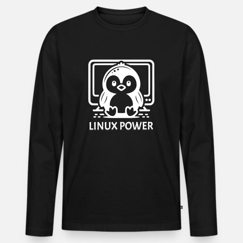 Linux-Leistung - Männer Premium Bio Langarmshirt - Schwarz