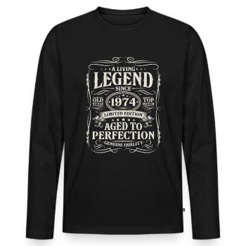 Né en 1974 Légende vivante depuis 1974 - T-shirt manches longues Premium bio Homme - noir - Devant - Nico (187cm)