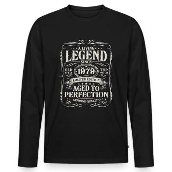 Né en 1979 Légende vivante depuis 1979 - T-shirt manches longues Premium bio Homme - noir - Devant - Nico (187cm)