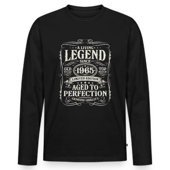 Né en 1965 Légende vivante 1965 - T-shirt manches longues Premium bio Homme - noir - Devant - Nico (187cm)