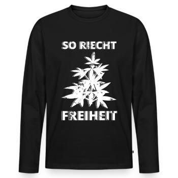 Cannabis Freedom - Men's Premium Organic Long Sleeve Shirt - black - Front - Nico (187cm)