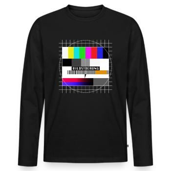 Röhrenfernseher Testbild - Bildstoerung - 80er - Männer Premium Bio Langarmshirt - Schwarz - Vorne - Nico (187cm)