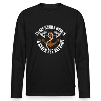 Starke Männer werden in rauer See geformt - Männer Premium Bio Langarmshirt - Schwarz - Vorne - Nico (187cm)