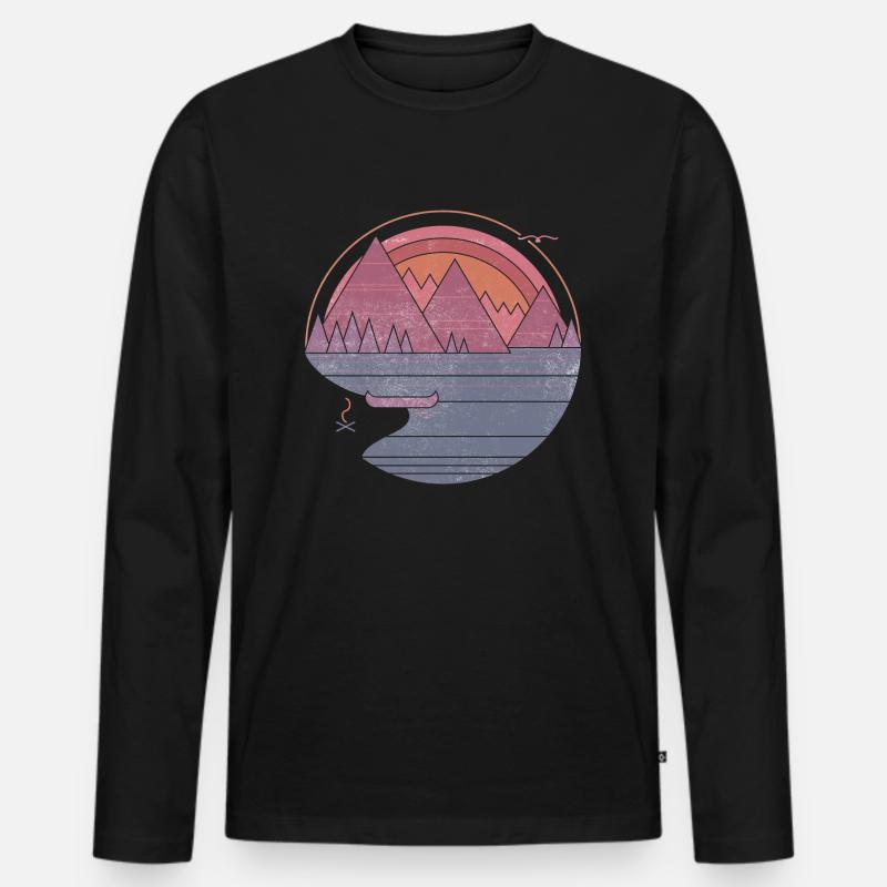Berg-Grafik - Männer Premium Bio Langarmshirt - Schwarz