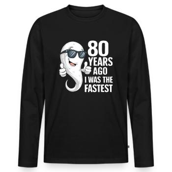 Il y a 80 ans, j’étais le plus rapide - Lustiger Spruch - T-shirt manches longues Premium bio Homme - noir - Devant - Nico (187cm)
