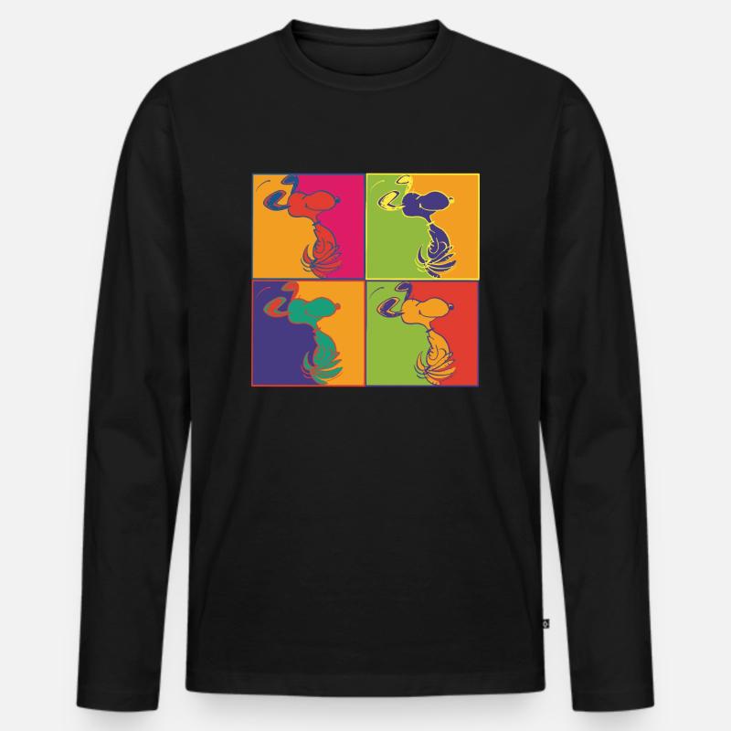 Peanuts Pop Art Design Snoopy - Maglia a manica lunga ecologica premium da uomo - nero