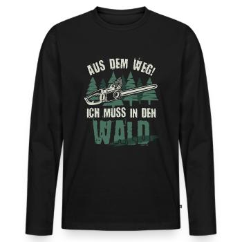 Aus dem Weg ich muss in den Wald - Männer Premium Bio Langarmshirt - Schwarz - Vorne - Nico (187cm)