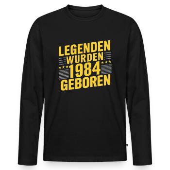Des légendes sont nées en 1984 - T-shirt manches longues Premium bio Homme - noir - Devant - Nico (187cm)