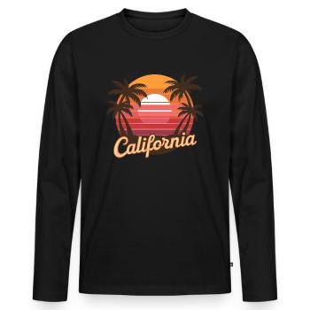 California Vintage Sunset - Men's Premium Organic Long Sleeve Shirt - black - Front - Nico (187cm)