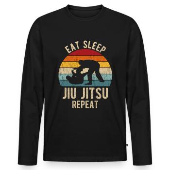 Brazilian Jiu Jitsu Cadeau BJJ Rétro Vintage - T-shirt manches longues Premium bio Homme - noir - Devant - Nico (187cm)