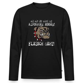 Mit mir ist nicht gut Kirschen essen - Männer Premium Bio Langarmshirt - Schwarz - Vorne - Nico (187cm)