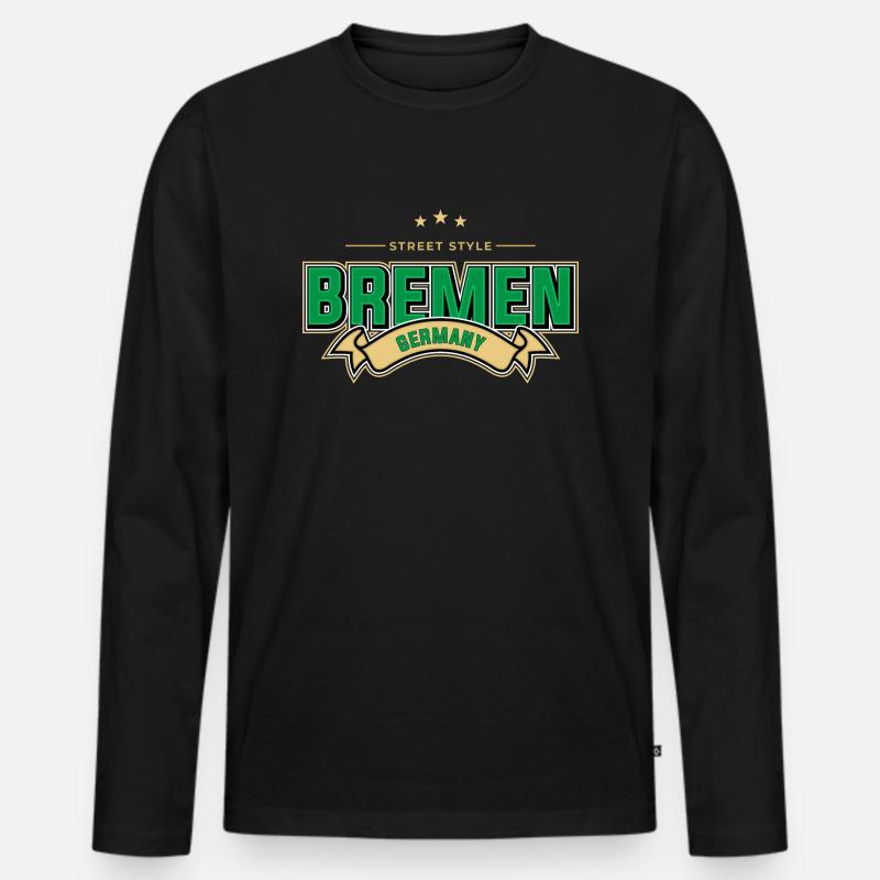 Bremen - Männer Premium Bio Langarmshirt - Schwarz