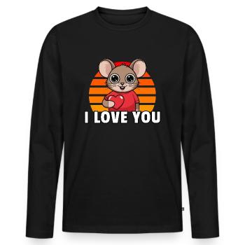 Je t’aime - Souris vintage Sunset - T-shirt manches longues Premium bio Homme - noir - Devant - Nico (187cm)
