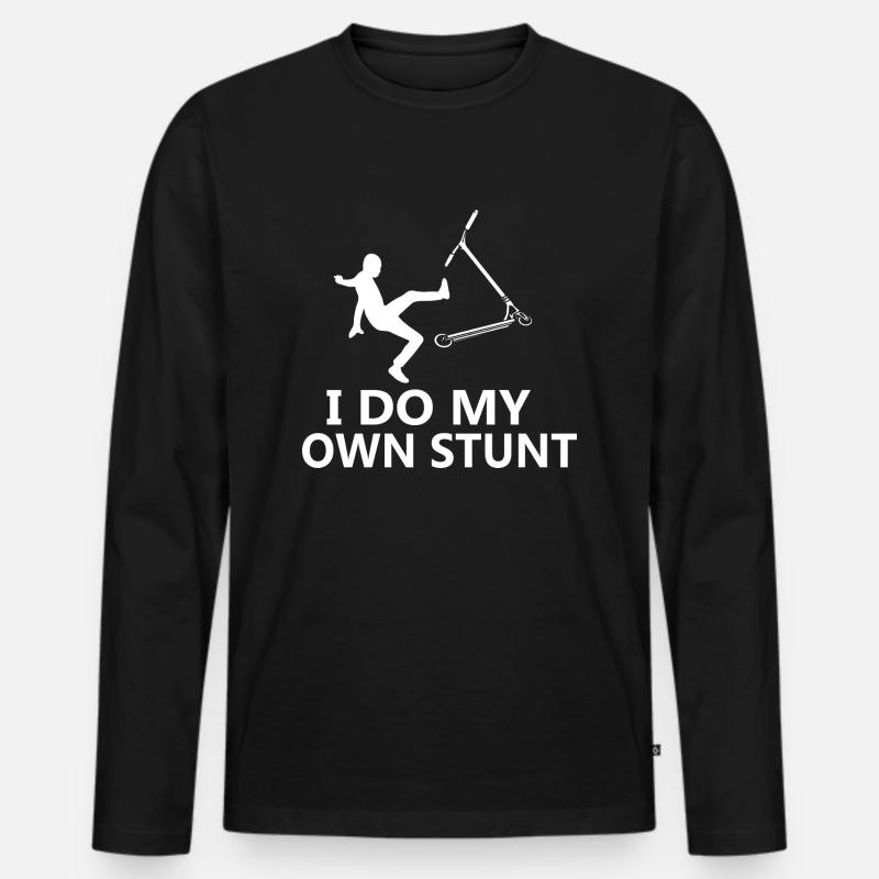Stunt Scooter Spruch - Männer Premium Bio Langarmshirt - Schwarz