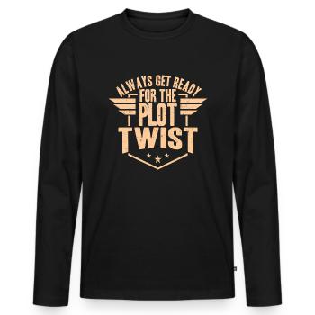 Autor - Immer bereit für den Plot Twist - Männer Premium Bio Langarmshirt - Schwarz - Vorne - Nico (187cm)