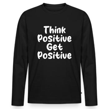 Positive Quote - Men's Premium Organic Long Sleeve Shirt - black - Front - Nico (187cm)