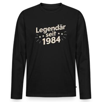 Légendaire depuis 1984 - T-shirt manches longues Premium bio Homme - noir - Devant - Nico (187cm)