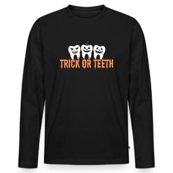 Trick Or Teeth - Halloween Design - Men's Premium Organic Long Sleeve Shirt - black - Front - Nico (187cm)
