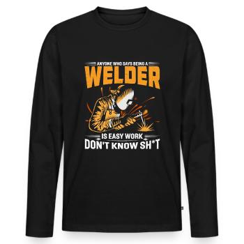 Welding Welding Craftsman Gift - Men's Premium Organic Long Sleeve Shirt - black - Front - Nico (187cm)