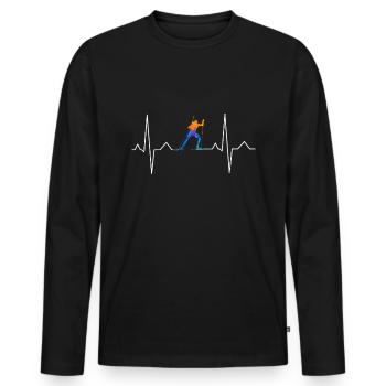 Biathlon Biathlet Herzschlag Geschenk - Männer Premium Bio Langarmshirt - Schwarz - Vorne - Nico (187cm)
