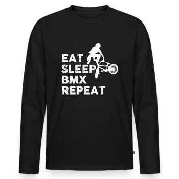 Bmx Passion Bike Mountainbike Extremmann und Kind - Männer Premium Bio Langarmshirt - Schwarz - Vorne - Nico (187cm)