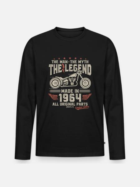 1964 vintage Mann Mythos Legend motorsykkel - Premium økologisk langermet T-skjorte for menn - svart
