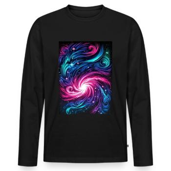 Cosmic Connection: Stars and Dreams - Men's Premium Organic Long Sleeve Shirt - black - Front - Nico (187cm)